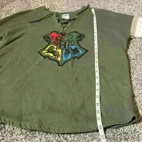 Hogwarts Womens Shirt Long Sleeve Lace Up Size S Green Harry Potter - Picture 4 of 6